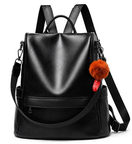 Vintage Women's Leather Backpack – Large Capacity Shoulder & Travel Bag