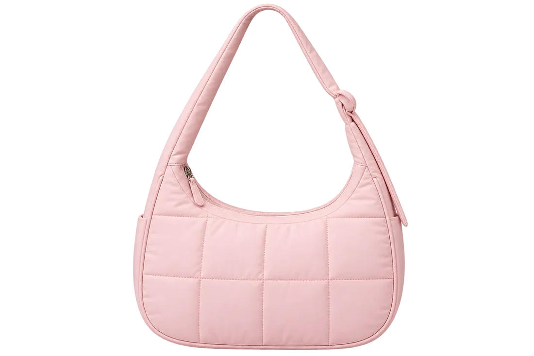Women’s Quilted Puffer Shoulder Bag – Lightweight Nylon Underarm Hobo Tote with Adjustable Strap