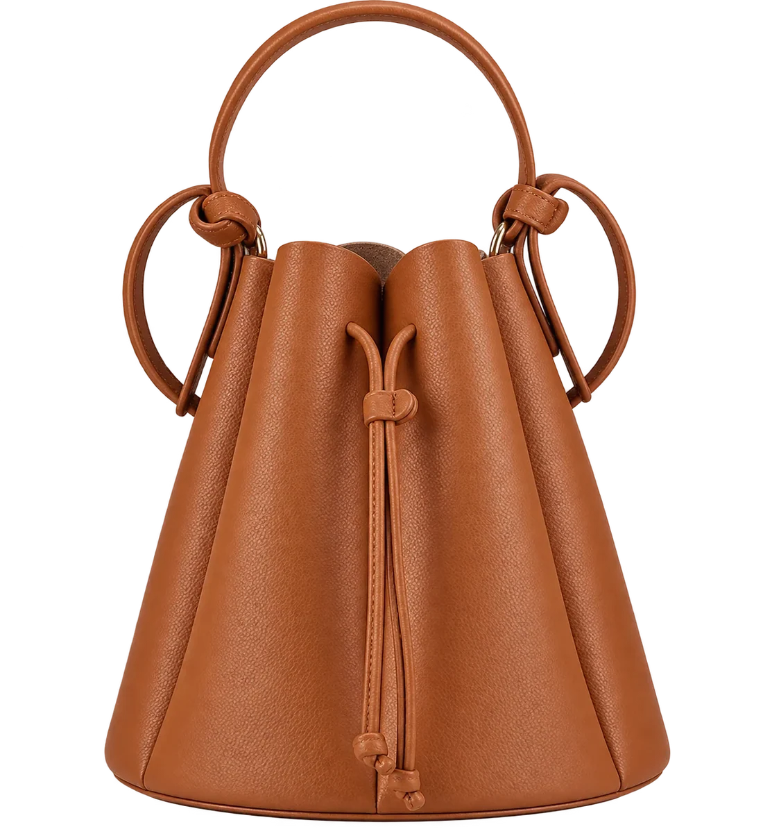 Women’s Vintage Petal Bucket Bag – PU Leather Crossbody Shoulder Handbag